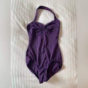 Body Wrappers Premiere Collection Purple Halter Leotard, Adult Medium